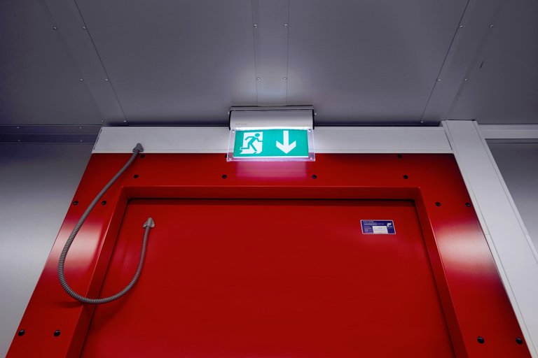 emergency exit sign, front view